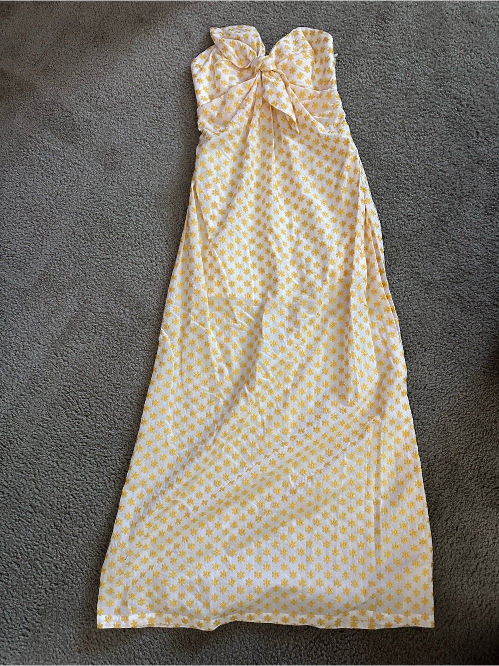 Significant Other Strapless Yellow and White Floral Maxi Dress